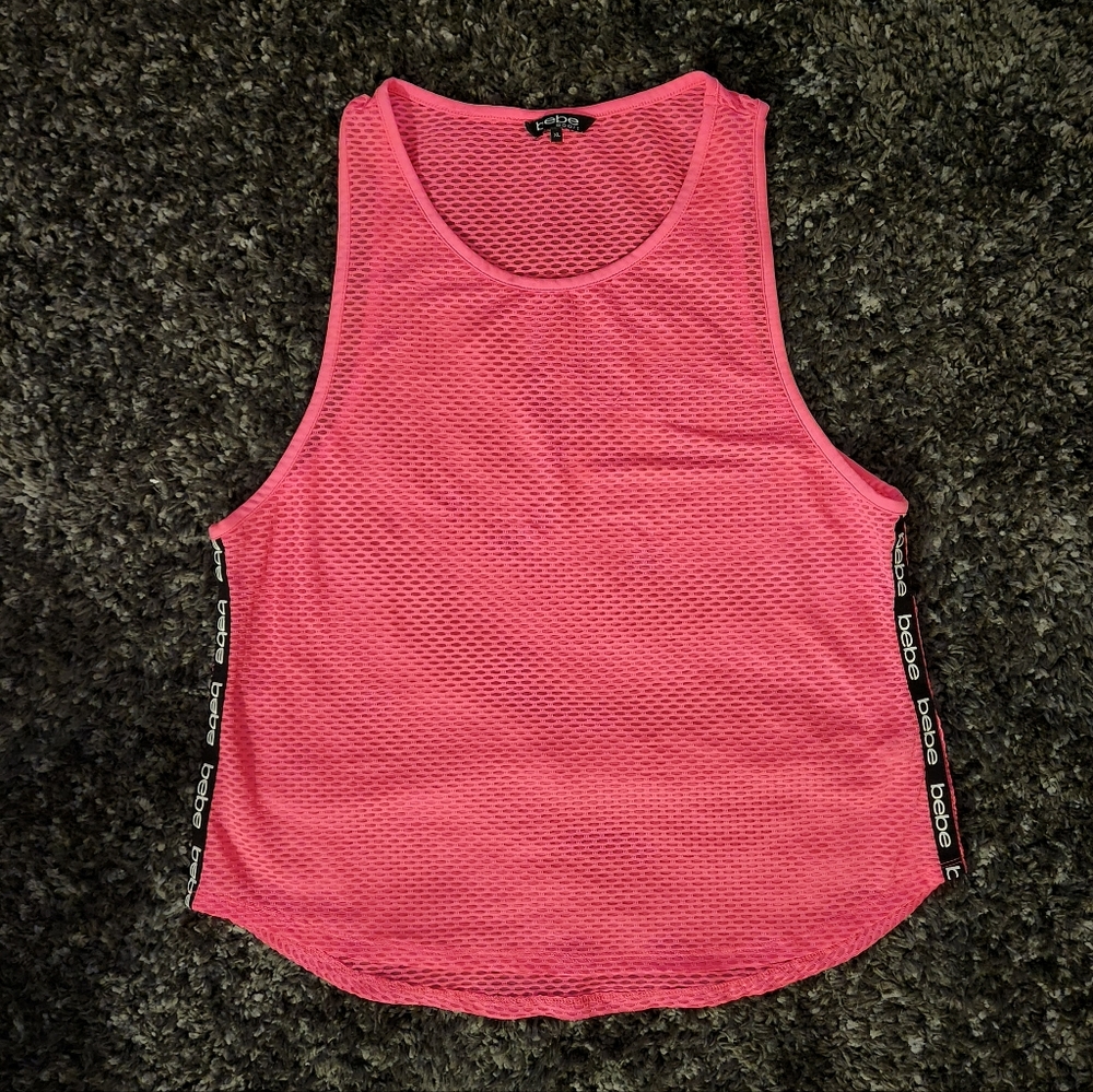 Bebe Vibrant Pink Mesh Tank Top